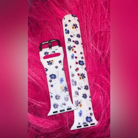 SOLD NEW WATCH BAND WHITE FLORAL PRINT SIZE 48 x 40Mm NEVER USED - Picture 5 of 7